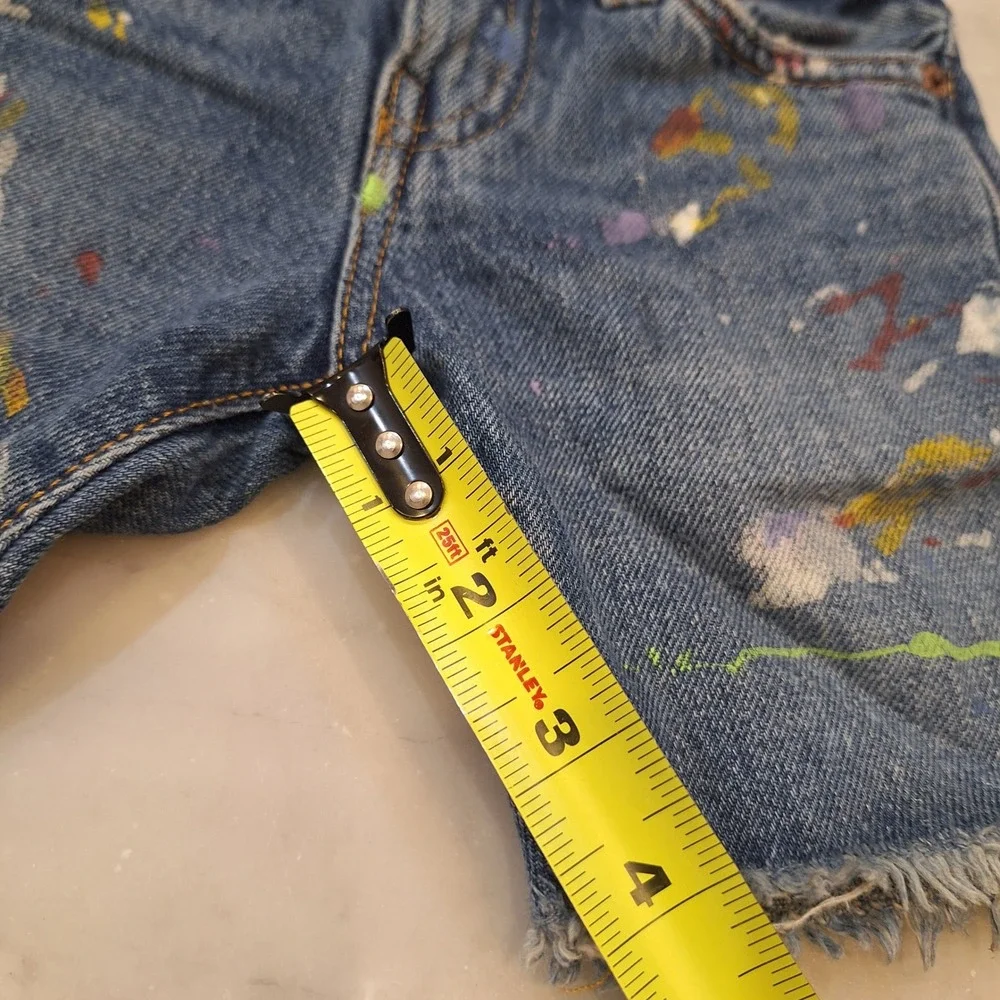 Polo Ralph Lauren Sullivan Slim Shorts Sz 3T Blue Paint Splatter Denim Cutoff